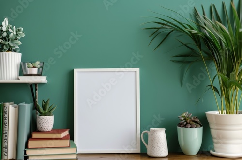 White Frame on Green Wall