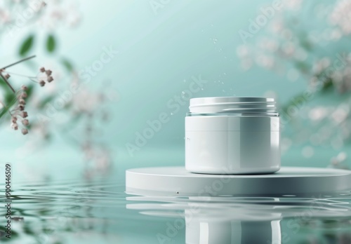 White Cream Jar on Platform in Water