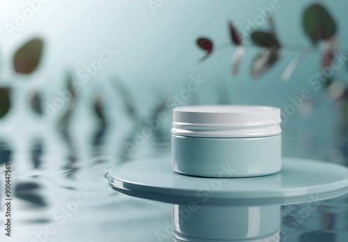 White Cream Jar on Platform in Water