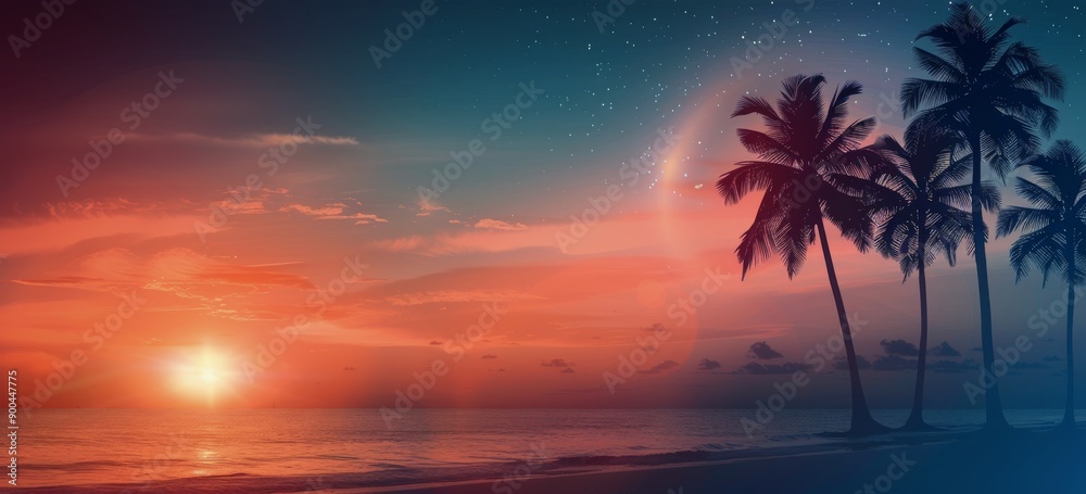 Obraz premium Palm Trees at Sunset