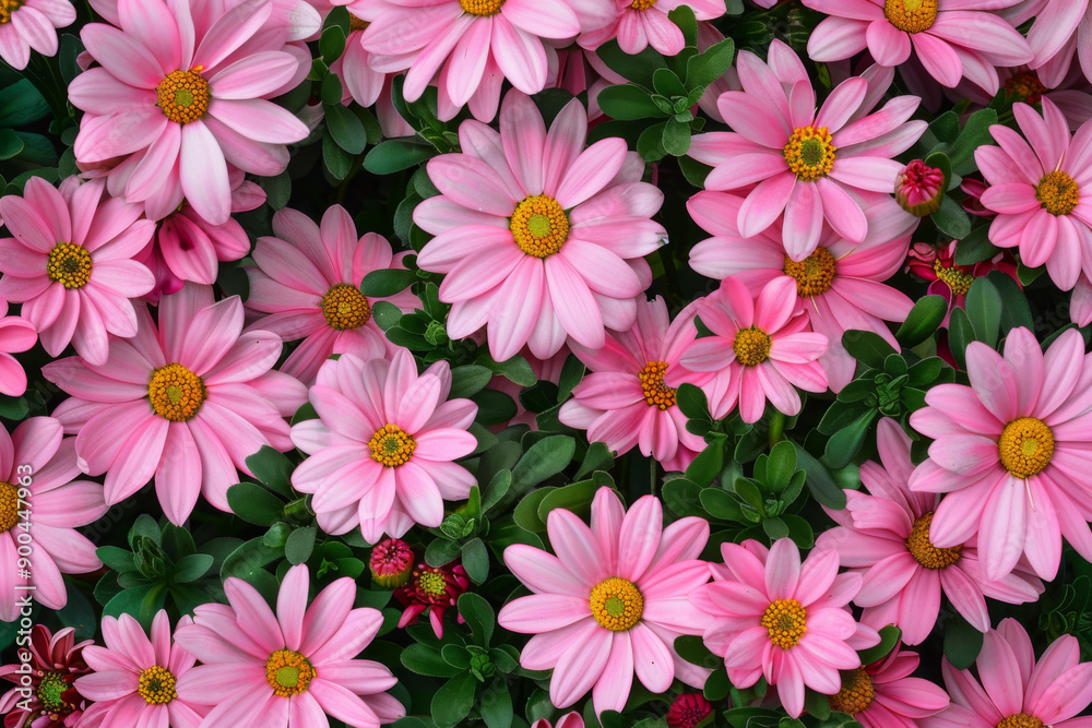 Pink Daisies in a Lush Garden Pink Daisies in a Lush Garden