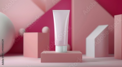 White Lotion Tube on Pink Platform