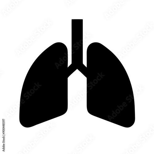 Black Lung Icon in Cartoon Style on White Background