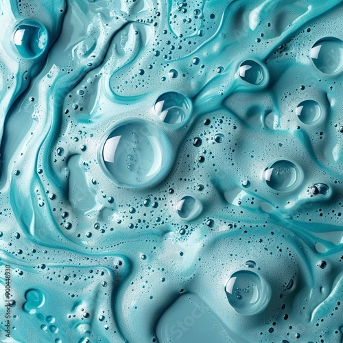 Cleansing Products: Aqua Background with Liquid Foam