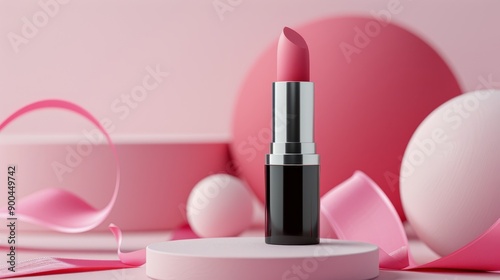 Pink Lipstick on Pink Background