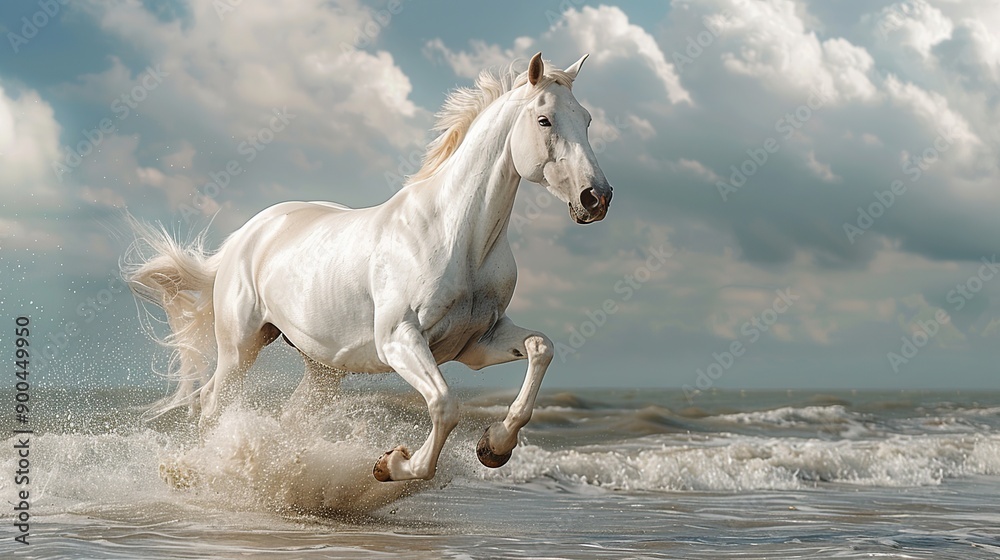 White Horse Running on the Beach White Horse Running on the Beach