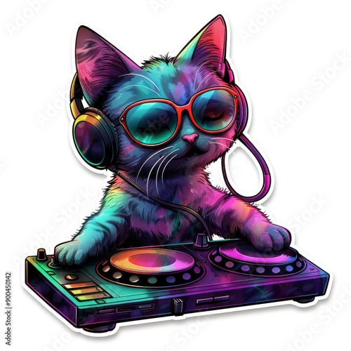 Cool Cat DJ Mixing Music