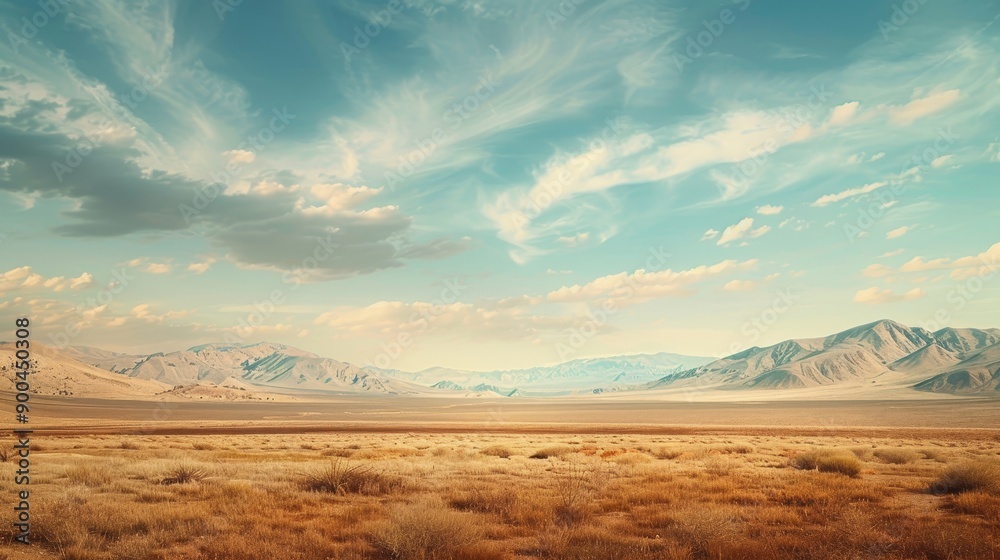 Wide view of a serene desert landscape. Wide view of a serene desert landscape.