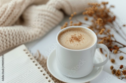Cozy Coffee Break on a Knit Blanket