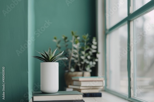 White Frame on Green Wall