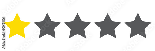 Product rating or customer review 5 star icon.  Five star rating icon. 