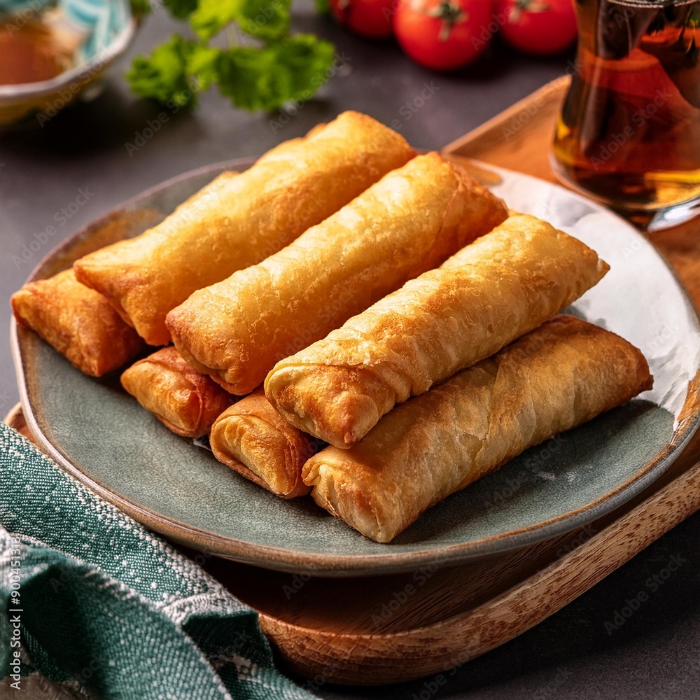 Turkish deep fried cigar shaped spring rolls, sigara borek Turkish deep fried cigar shaped spring rolls, sigara borek