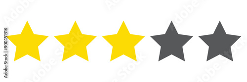 Product rating or customer review 5 star icon.  Five star rating icon. 