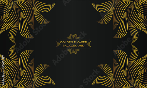 Luxury background with abstract floral golden lines.