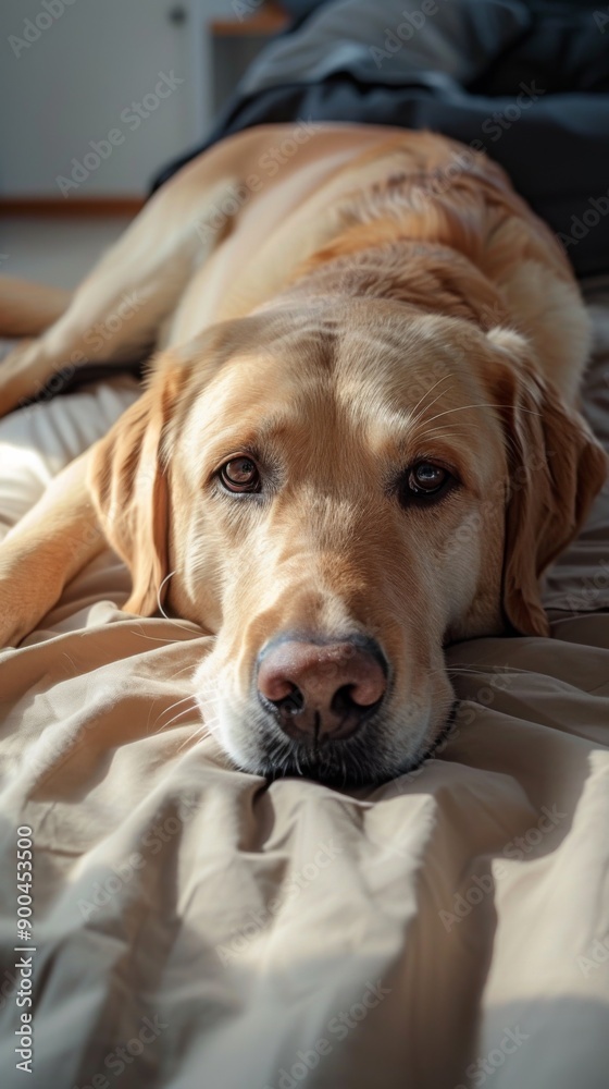 Labrador lies with a dreamy look Labrador lies with a dreamy look