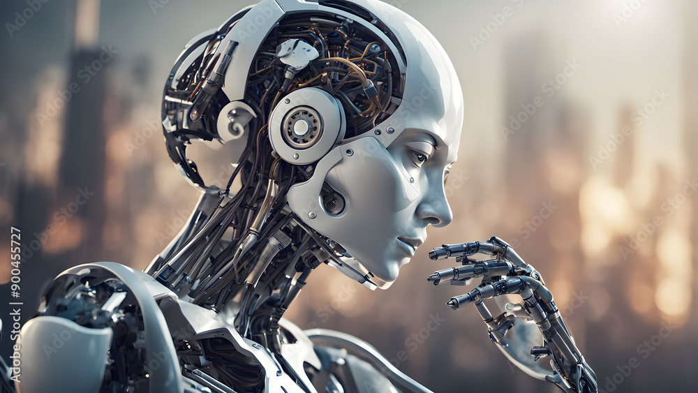 Fototapeta premium advanced artificial intelligence for the future rise in technological singularity using deep learning algorithms. Generative AI.