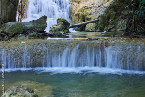  Scenic view of waterfall in forest