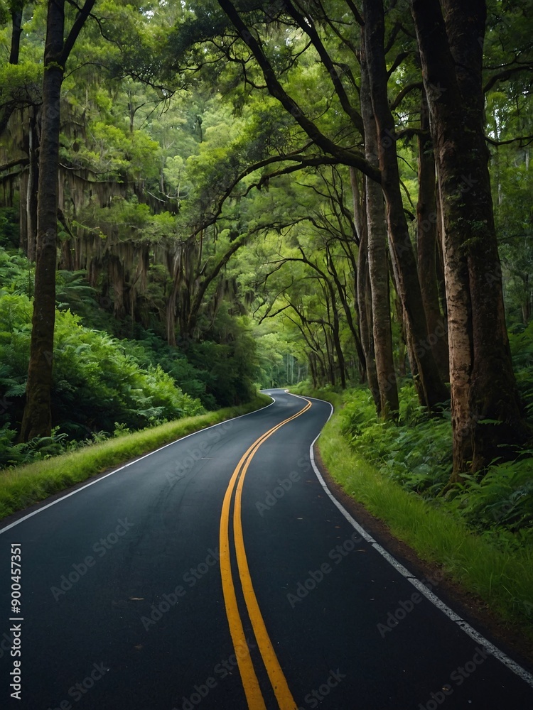 Scenic drive through lush forest landscape Scenic drive through lush forest landscape