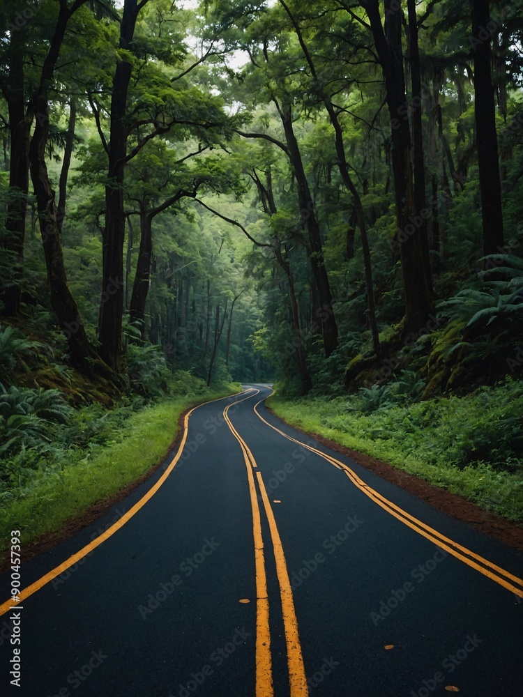 Scenic drive through lush forest landscape Scenic drive through lush forest landscape