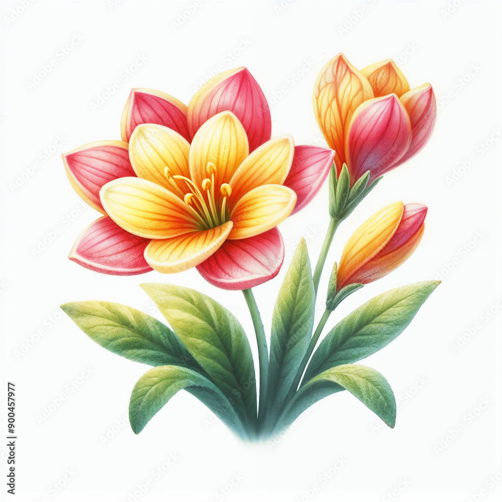 Cute cartoon flowers on white background. AI Cute cartoon flowers on white background. AI
