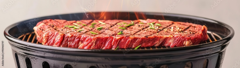 Juicy dry aged steak, grilling scene, flat design illustration Juicy dry aged steak, grilling scene, flat design illustration