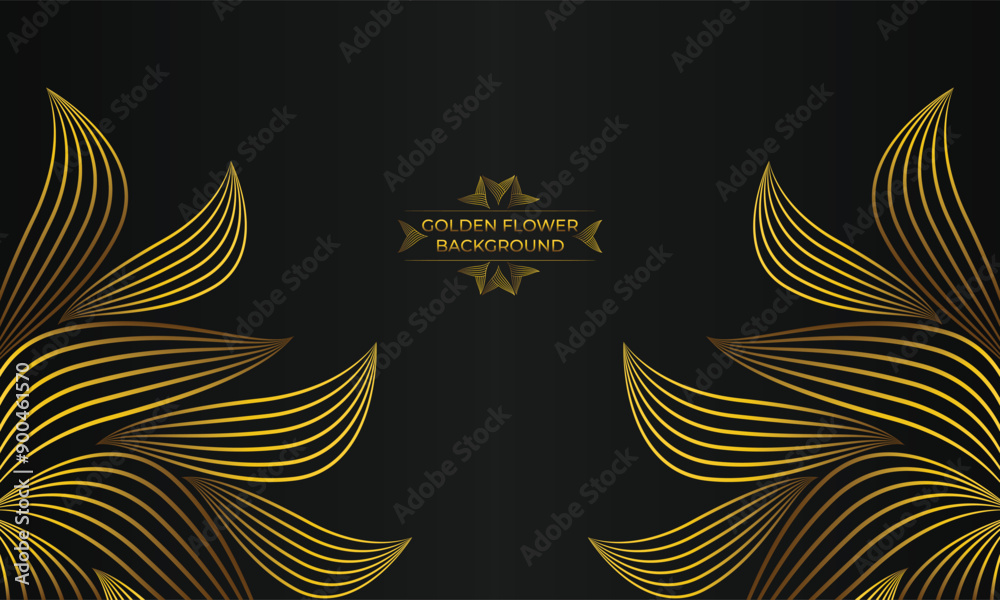 Obraz premium Luxury background with abstract floral golden lines.