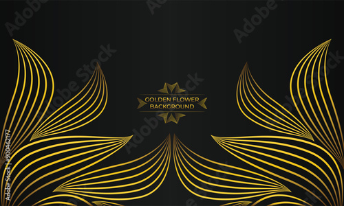 Luxury background with abstract floral golden lines.
