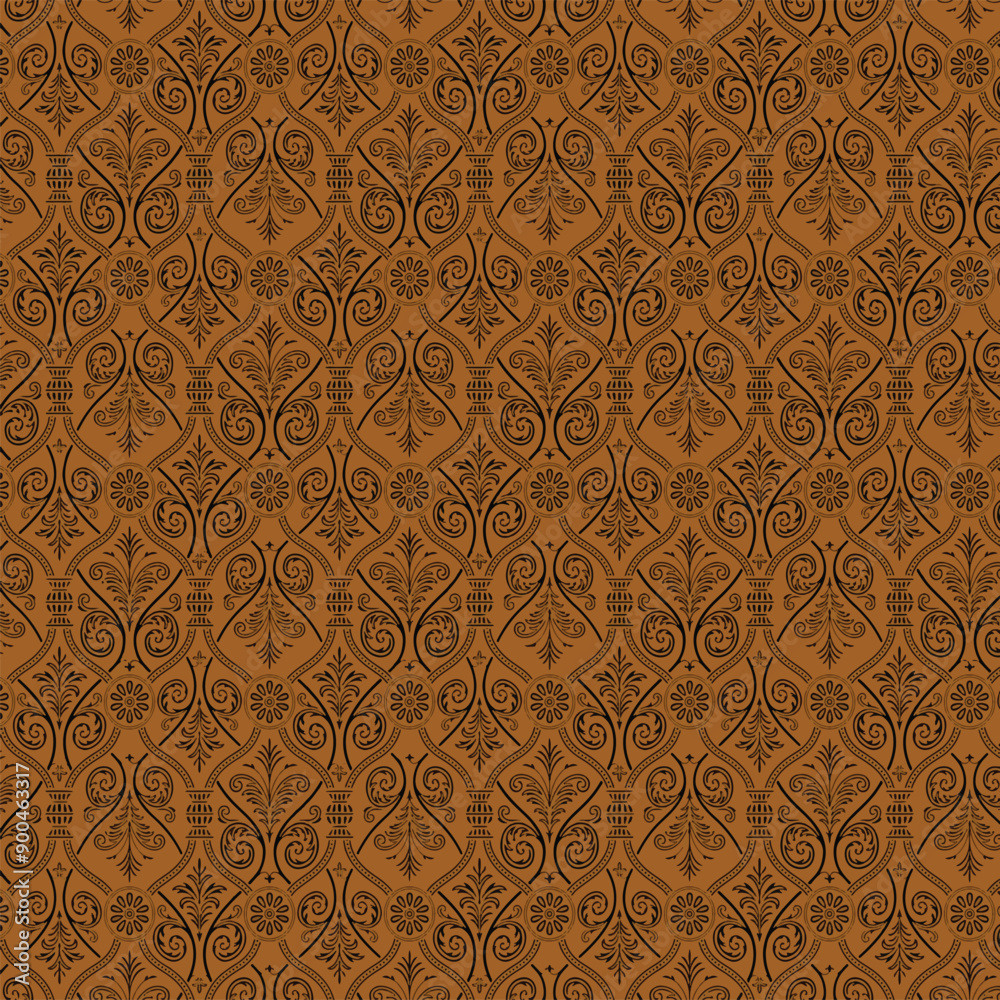 Illustration pattern ethnic design with colors and background  ,Leafy Lattice
