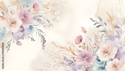 Elegant Floral Watercolor Background, created with generative AI technology