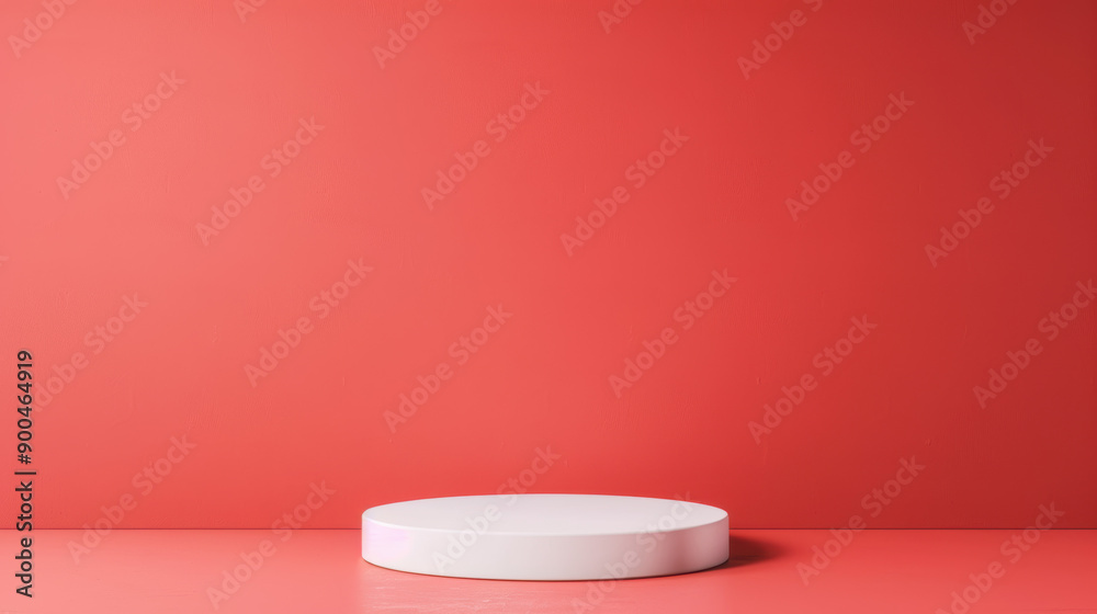 Minimalist red background with an empty white podium. Perfect for product displays, presentation, and modern designs, offering a clean, bold aesthetic. Minimalist red background with an empty white podium. Perfect for product displays, presentation, and modern designs, offering a clean, bold aesthetic.