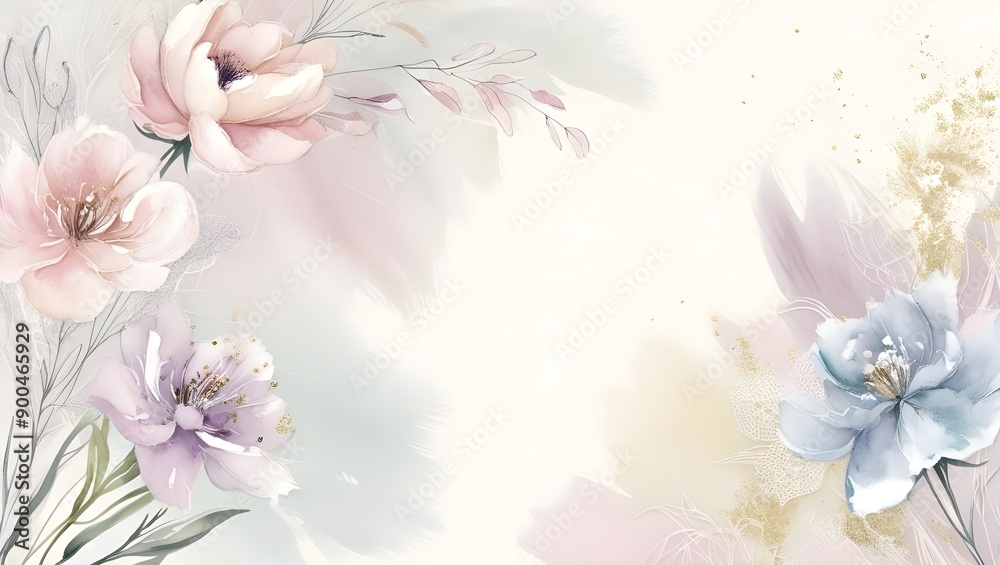 Fototapeta premium Elegant Floral Watercolor Background, created with generative AI technology