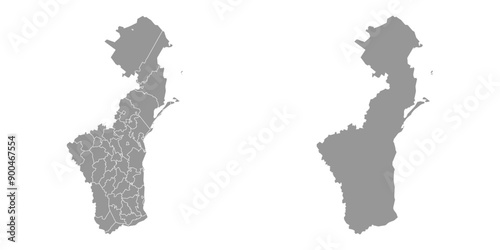 Dagestan map, administrative division of Russia. Vector illustration.