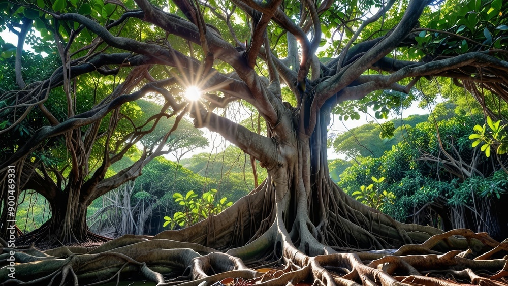 Obraz premium Sunlight Through the Canopy of a Giant Tree