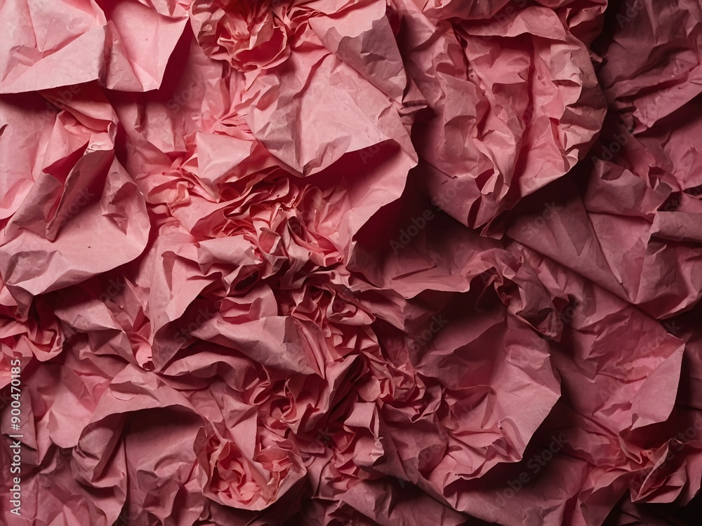 Scrunched pink paper background Scrunched pink paper background