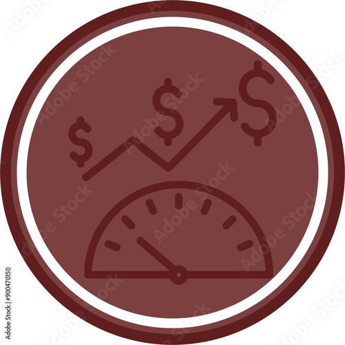Economic Indicators Vector Line Double Circle Maroon