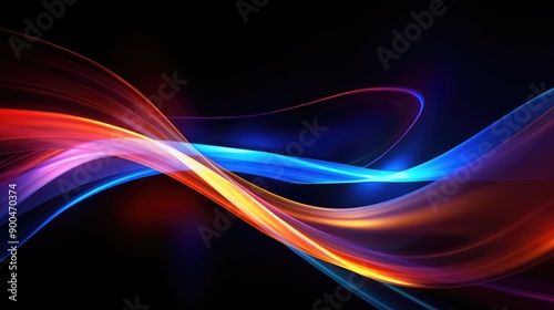 Abstract Colorful Swirling Light Trails on Black Background