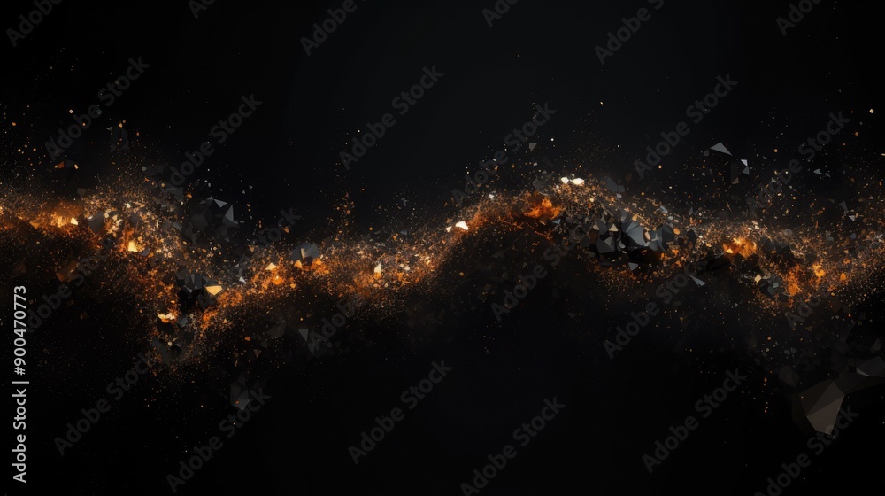 Glittering particles flowing in a dark space Glittering particles flowing in a dark space