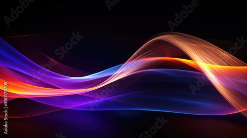 Abstract Swirling Lines of Colorful Light on a Black Background