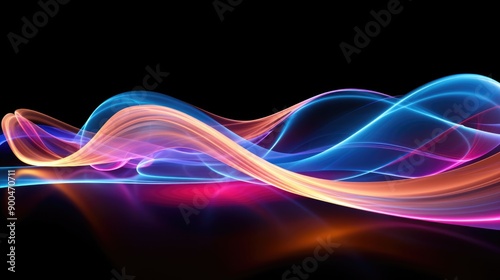 Abstract Colorful Waves on a Black Background