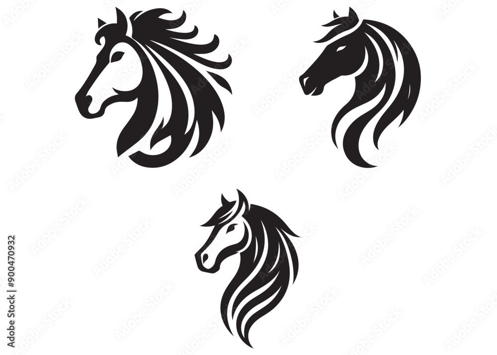 Horse Head Vector Style Silhouette, minimalist horse head vector set. black and white horse head Silhouette, horse logo silhouette on white background Horse Head Vector Style Silhouette, minimalist horse head vector set. black and white horse head Silhouette, horse logo silhouette on white background