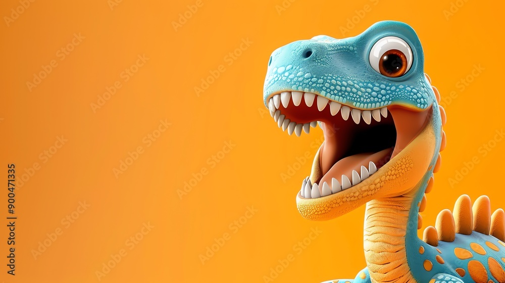 Cute and funny cartoon dinosaur with big eyes and toothy smile. Perfect for kids' book illustrations, game characters, or website mascots. Cute and funny cartoon dinosaur with big eyes and toothy smile. Perfect for kids' book illustrations, game characters, or website mascots.