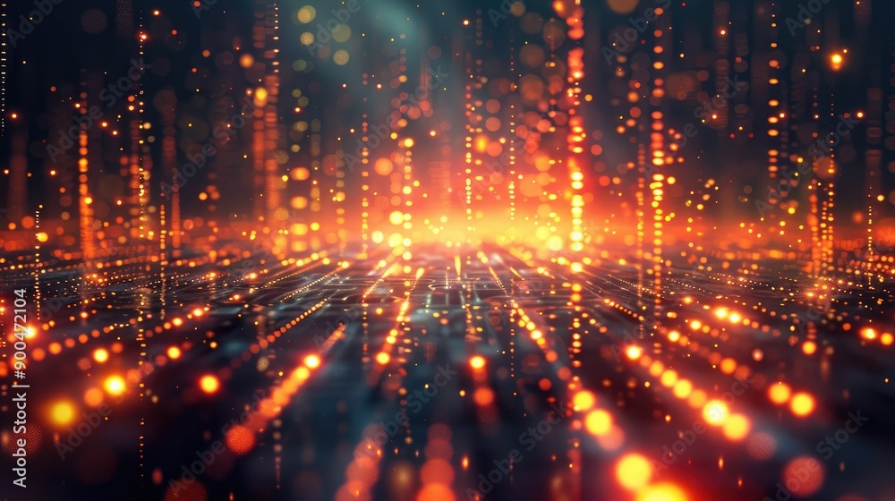 Obraz premium Glittering tech particles with a futuristic background