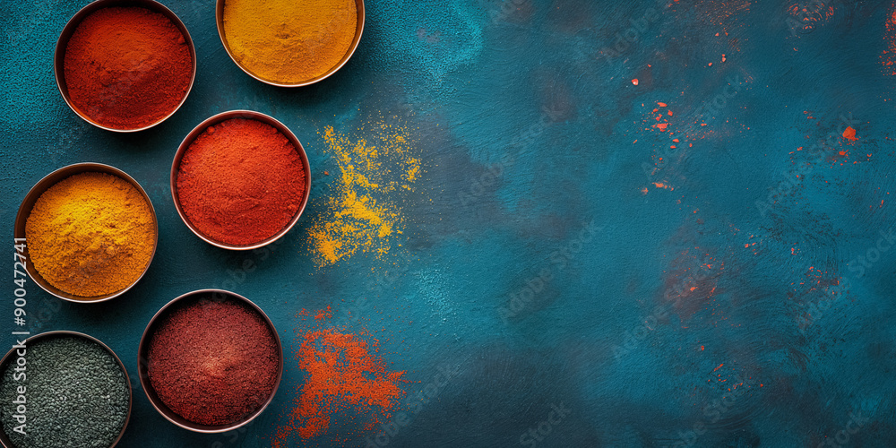 Variety of indian food top view banner Variety of indian food top view banner