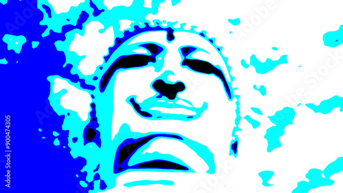 Wallpaper Mural abstract crate floor White Buddha statue stands tall on top of a mountain in Mukdahan province, Thailand, multicolored blur gradient, statue, sculpture, religion, stone, ancient, Asia, art, face, head Torontodigital.ca
