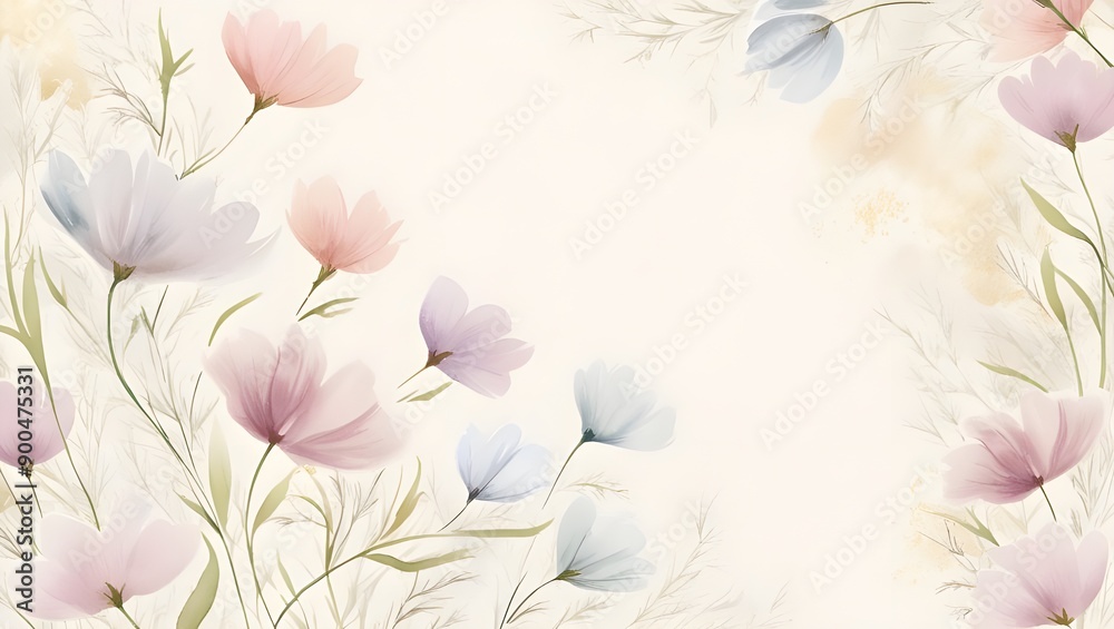 custom made wallpaper toronto digitalElegant Floral Watercolor Background, created with generative AI technology