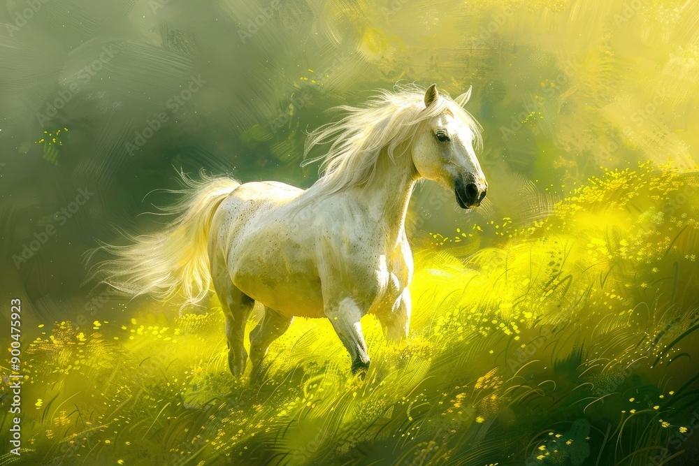 Beautiful horse on a green meadow, ai Beautiful horse on a green meadow, ai