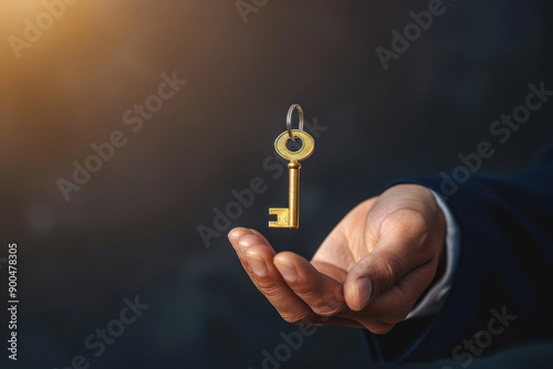 Hand holding a key, representing the path to business success