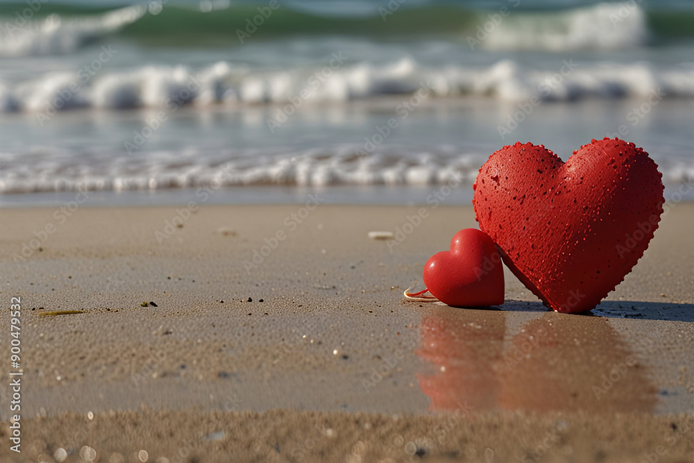 Fototapeta premium Valentine's Day on the beach, capturing romantic moments with stunning coastal views