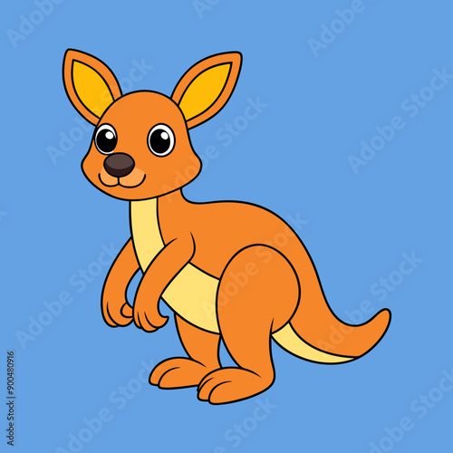 Fun kangaroo vector illustration in cartoon, clipart, and line art style.   © bizboxdesigner