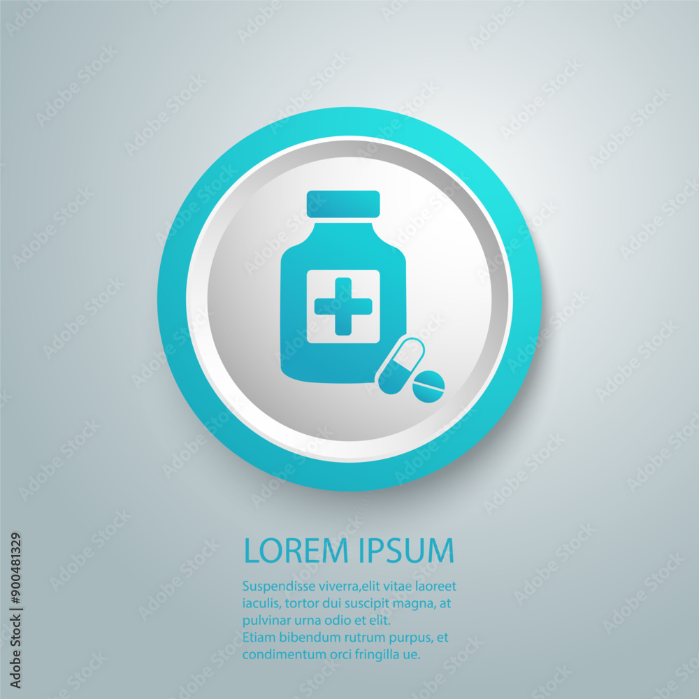 Pills with shadow vector icon